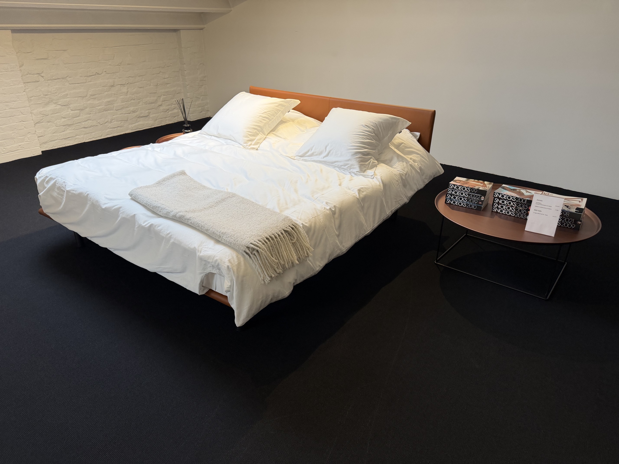 Zanotta-bed Milano in leder cognac 180x200
