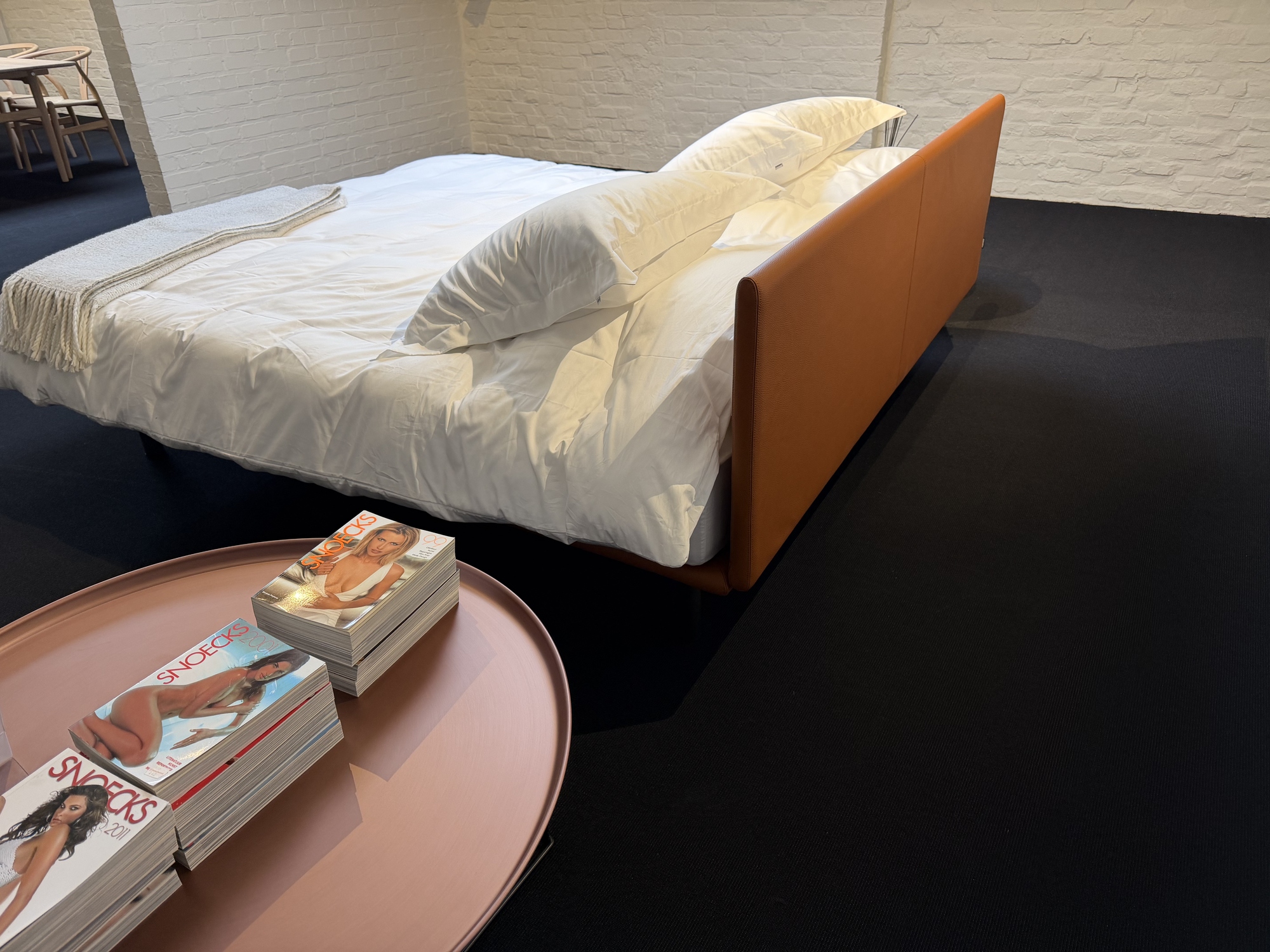 Zanotta-bed Milano in leder cognac 180x200