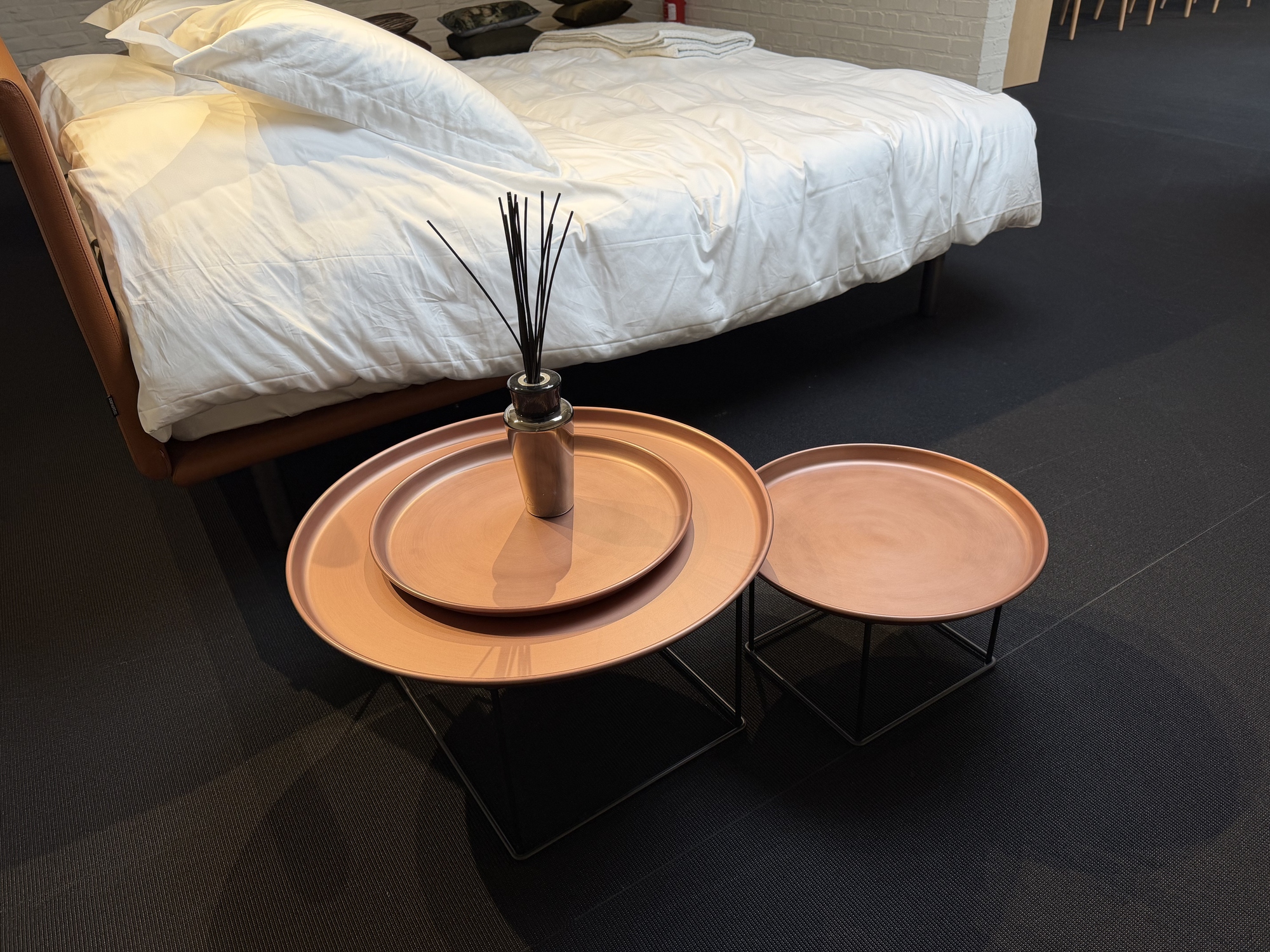 Zanotta-bed Milano in leder cognac 180x200