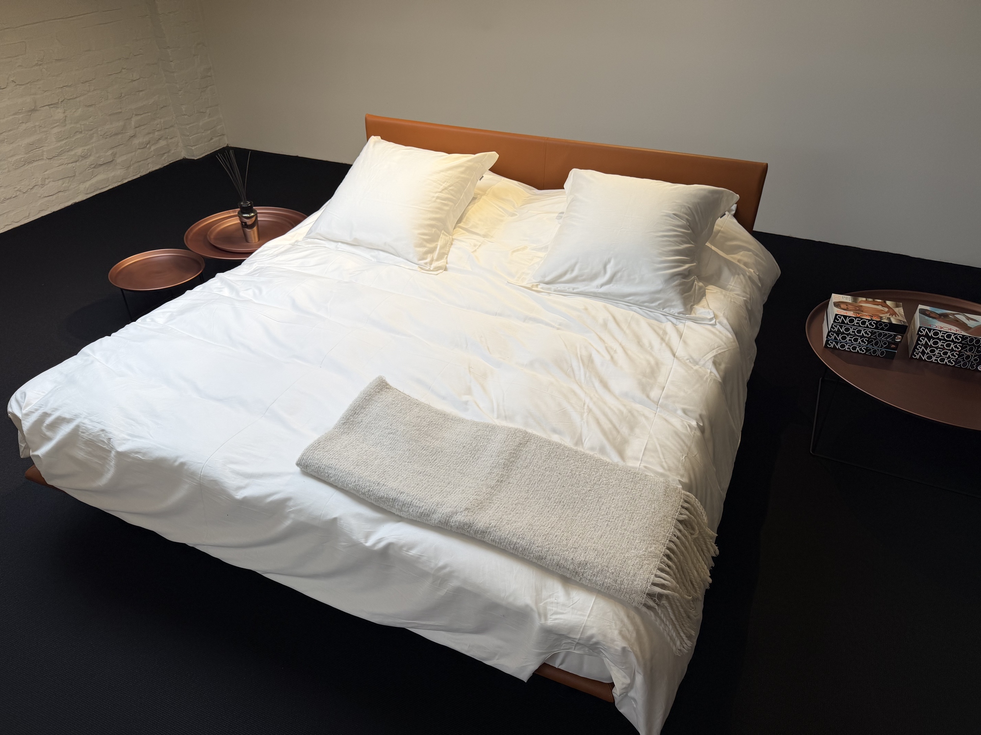 Zanotta-bed Milano in leder cognac 180x200